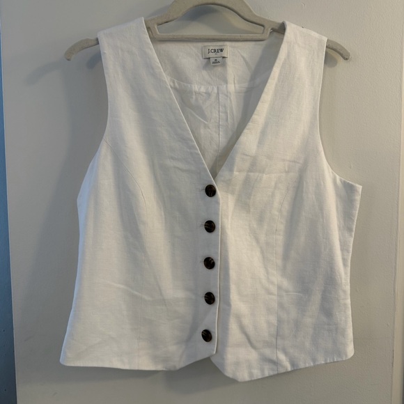 J. Crew Women's Cream Sleeveless Button-Down Vest - Picture 1 of 3